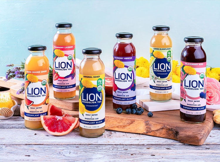 鮮艷的本色和植物插畫(huà)！Lion tea蒲公英茶包裝設(shè)計(jì)